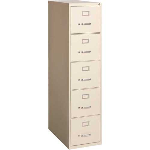 Putty 26.5 in. Deep 5-Drawer Letter Width Vertical File Cabinet
