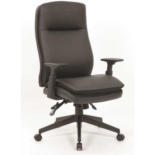 BOSS Office Products B730-BK BOSS Office Black High Back Caresoft Upholstery Ergonomic Executive Chair Adjustable Arms