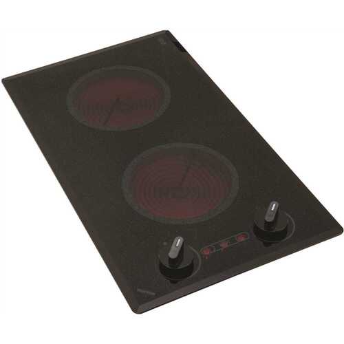 Kenyon B41516 Mediterranean 12 in. Radiant Electric Cooktop in Speckled Black with 2-Elements Knob Control 240-Volt