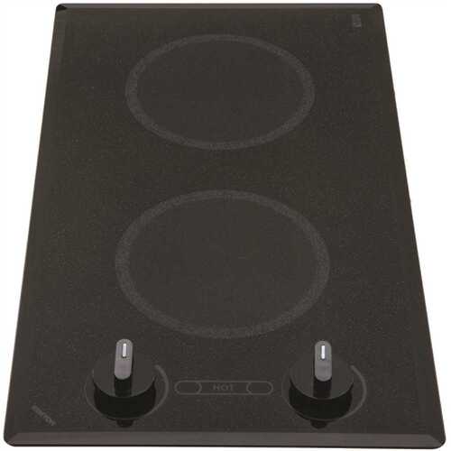 Mediterranean 12 in. Radiant Electric Cooktop in Speckled Black with 2-Elements Knob Control 120-Volt