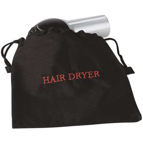 Hair Dryer Bag, Black with Red Embroidery