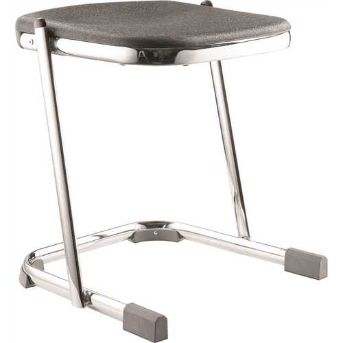 National Public Seating 6618 18 in. Elephant Z-Stool, Black Seat and Chrome Frame