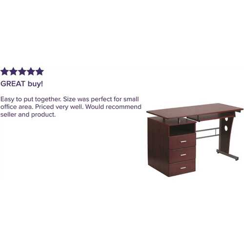 Carnegy Avenue CGA-NAN-22598-MA-HD 47.25 in. Mahogany Rectangular 3 -Drawer Computer Desk with Keyboard Tray