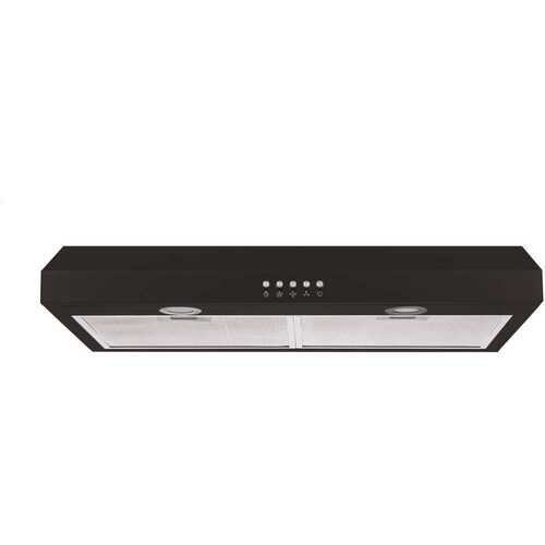 Winflo UR008C30B 30 in. 300 CFM Convertible Under Cabinet Range Hood in Black with Mesh Filters and Push Button Control