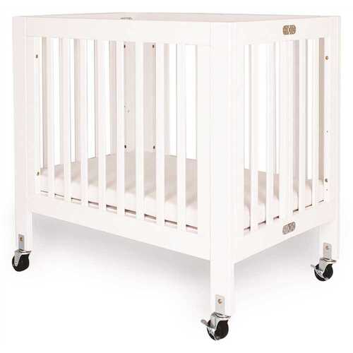 LA Baby CW-458-W Olympia Mini/Portable White Folding Wood Crib