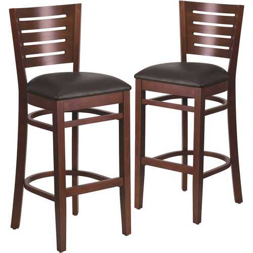 Carnegy Avenue CGA-XU-158182-BL-HD 31.5 in. Black Vinyl Seat/Walnut Wood Frame Bar Stool