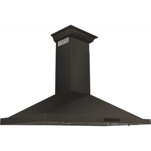 ZLINE Kitchen and Bath BSKBNCRN-48 48 in. 400 CFM Convertible Vent Wall Mount Range Hood with Crown Molding in Black Stainless Steel