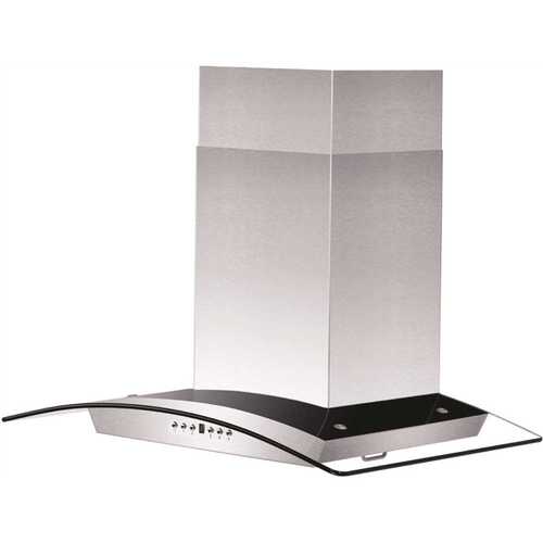 30 in. 400 CFM Convertible Vent Wall Mount Range Hood with Glass Accents & Crown Molding in Stainless Steel