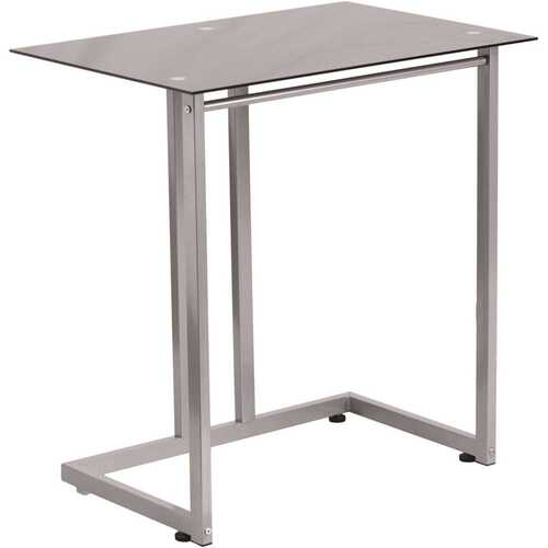 27.5 in. Rectangular Black/Silver Computer Desks with Glass Top