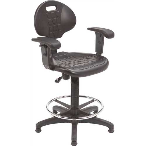 National Public Seating 6722HB-A 48 in. Black Kangaroo Stool Polyurethane Seat and Backrest Stool with Arms