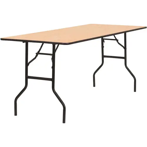 National Brand Alternative CGA-YT-3691-NA-HD 72 in. Natural Wood Tabletop Metal Frame Folding Table Brown