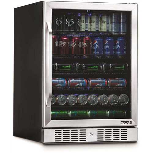NewAir ABR-1770 24 in. 177 (12 oz) Can Built-In Beverage Cooler Fridge w/ Precision Temp. Controls, Adjustable Shelves - Stainless Steel