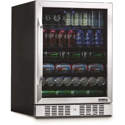 24 in. 177 (12 oz) Can Built-In Beverage Cooler Fridge w/ Precision Temp. Controls, Adjustable Shelves - Stainless Steel