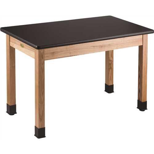 24 in. x 72 in. x 30 in. Black Multipurpose Table High Pressure Laminate Top, Solid Wood Legs