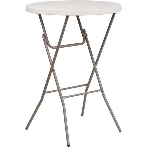 31.5 in. Granite White Plastic Tabletop Metal Frame Folding Table