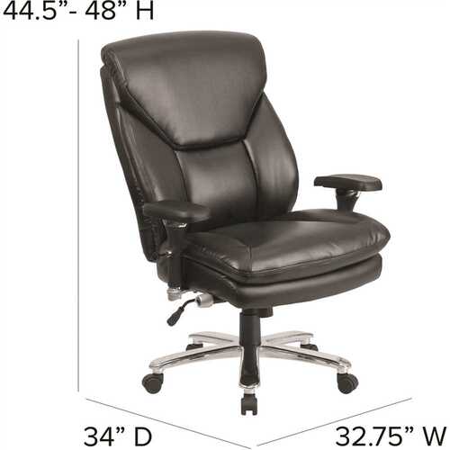 Faux Leather Swivel Ergonomic Office Chair in Black