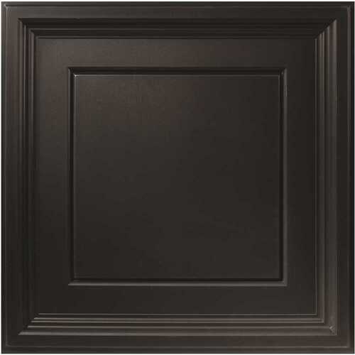 GENESIS 23.75in. x 23.75 in. Icon Coffer Lay In Vinyl Black Ceiling Panel