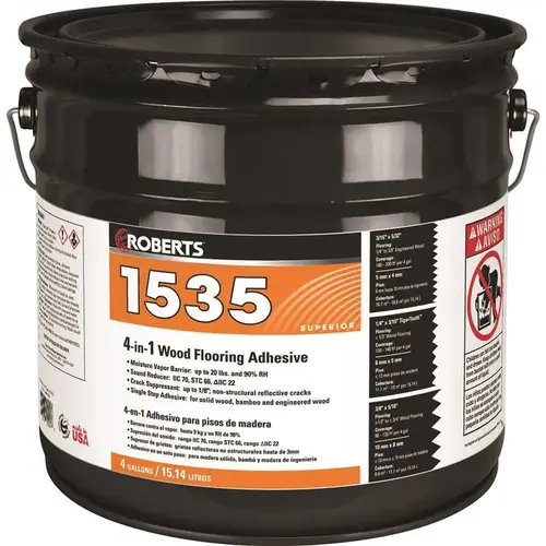 Roberts R1535-4 4 Gal. Premium 4-in-1 Wood Flooring Urethane Adhesive Brown