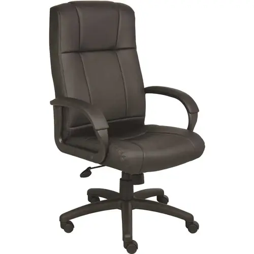 Black Caresoft Vinyl High Back Desk Chair with Padded Amrs