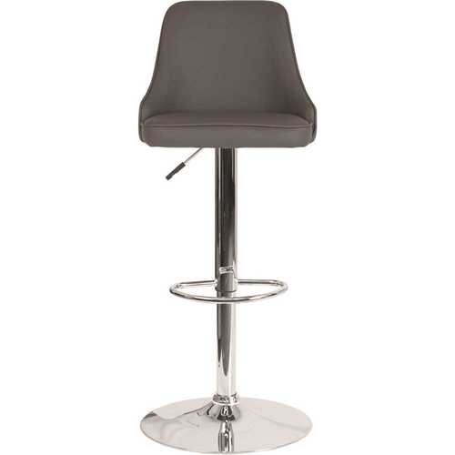 Adjustable Height Gray Leather Bar Stool Color/Finish Family