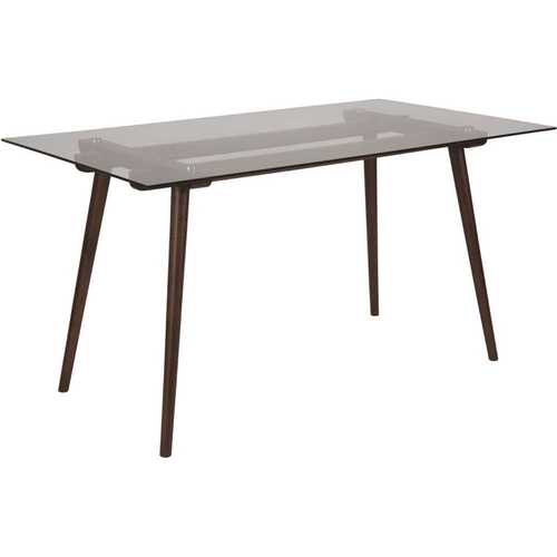 31.5 in. x 55 in. Walnut/Glass Table