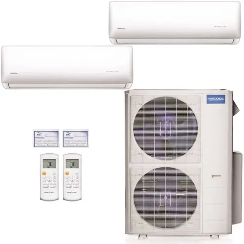 Olympus 42,000 BTU 2-Zone 3.5 Ton Ductless Mini-Split Air Conditioner and Heat Pump, 25 ft. Install Kit - 230V/60Hz White