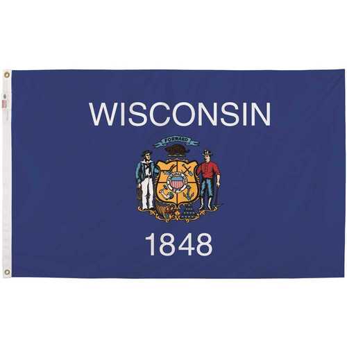 Valley Forge WI3 3 ft. x 5 ft. Nylon Wisconsin State Flag
