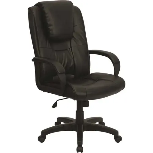 Faux Leather Swivel Ergonomic Office Chair in Black