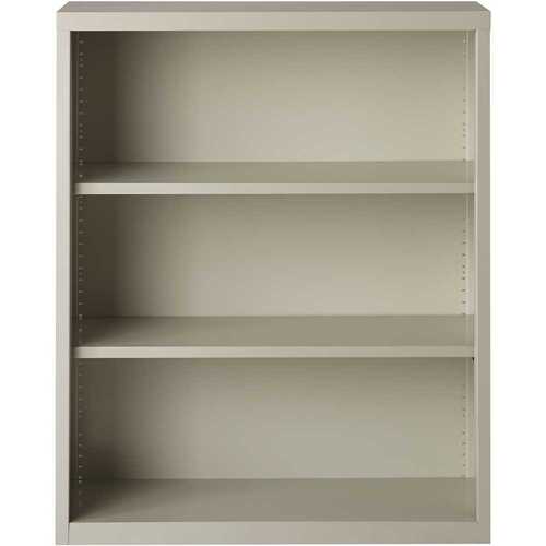 42 in. High Light Gray Metal 3-Shelf Standard Bookcase with Adjustable Shelves