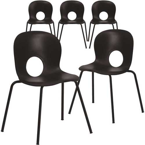 Carnegy Avenue CGA-RUT-156587-BL-HD Black Plastic Stack Chairs