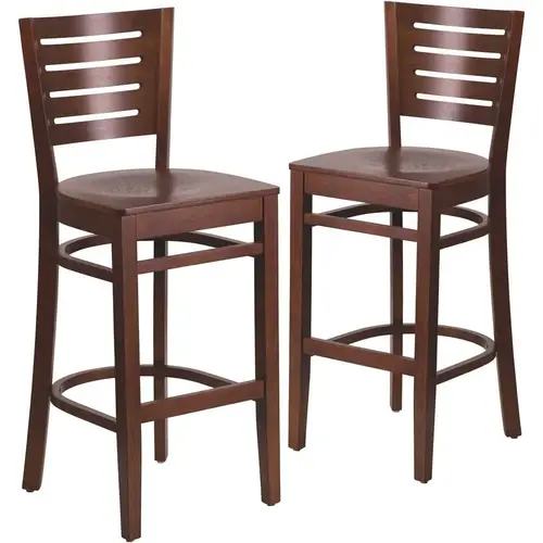 29.25 in. Walnut Wood Seat/Walnut Wood Frame Bar Stool