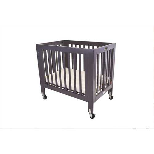 Olympia Mini/Portable Gray Folding Wood Crib