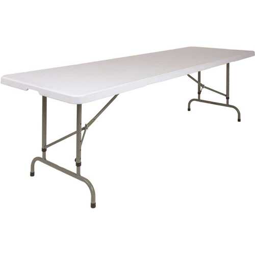 96 in. Granite White Plastic Tabletop Metal Frame Folding Table