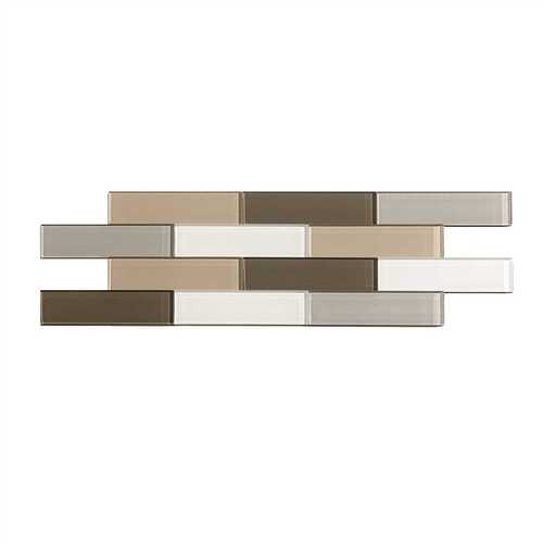 ASPECT A5574 Subway Matted 12 in. x 4 in. Rustic Clay Glass Decorative Tile Backsplash