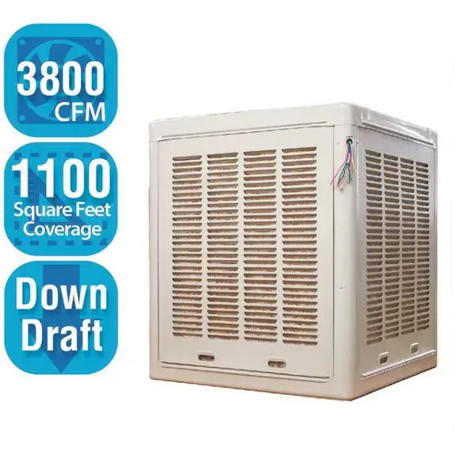 Hessaire A38D-B 3,800 CFM 2-Speed Down-Draft Aspen Evaporative Cooler for 1,200 sq. ft. (Motor not Included) White