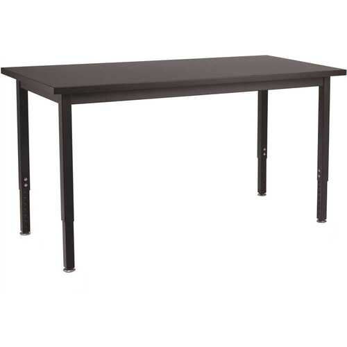 National Public Seating SLT3-3060C 30 in. x 60 in. Black Height Adjustable Heavy Duty Utility Table