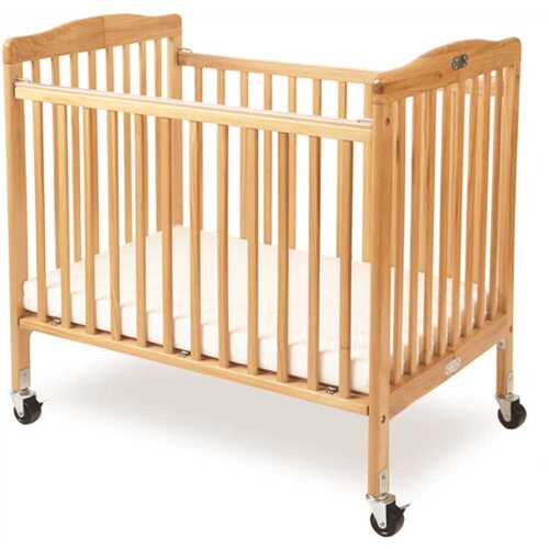 LA Baby CW-883A-N Little Wood Natural Crib-Mini/Portable Folding Wood