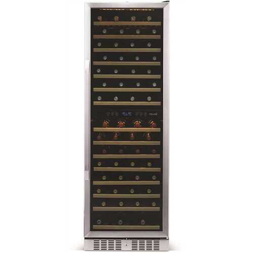 NewAir AWR-1600DB Dual Zone 160-Bottle Built-In Wine Cooler Fridge with Smooth Rolling Shelves and Quiet Operation - Stainless Steel