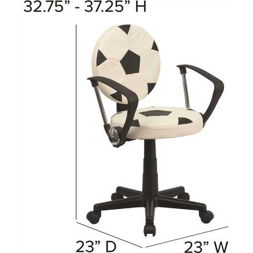 Soccer Black and White Task Chair with Arms