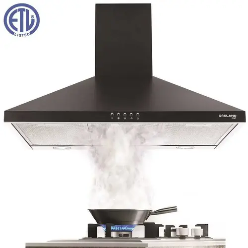 30 in. Wall Mount Range Hood with Aluminum Filters LED Lights Push Button Control in in Black Stainless Steel