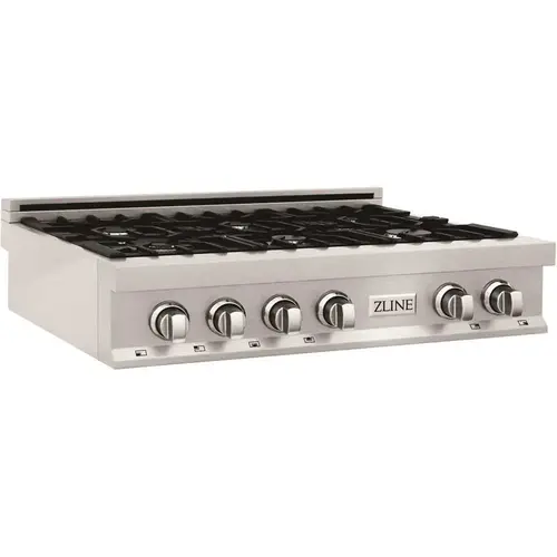 36 in. 6 Burner Front Control Porcelain Gas Cooktop in Fingerprint Resistant Stainless Steel