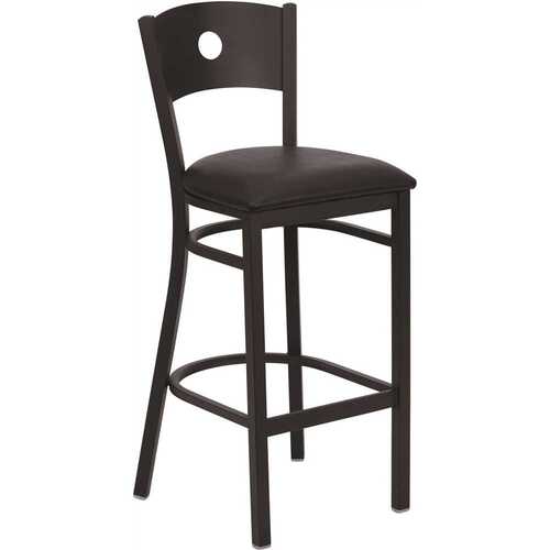 31 in. Black Vinyl Seat/Black Metal Frame Bar Stool