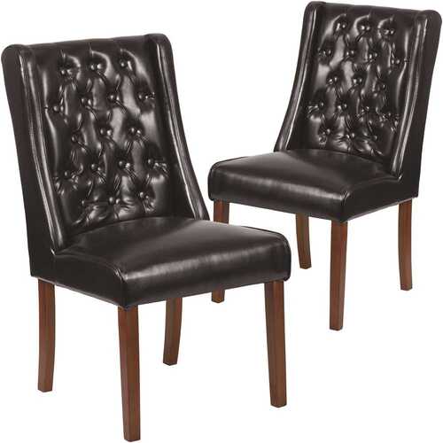 Black Leather Parsons Chair