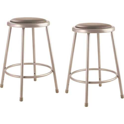 24 in. Grey Heavy-Duty Vinyl Padded Steel Stool