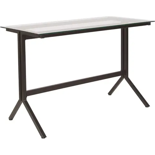 43.3 in. Rectangular Clear/Black Computer Desks with Glass Top