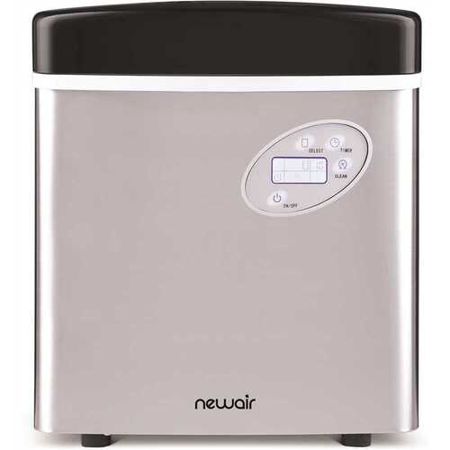 NewAir AI-215SS Portable 50 lb. of Ice a Day Countertop Ice Maker BPA Free Parts with 3 Ice Sizes and Easy to Clean - Stainless Steel