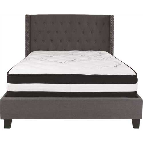 Dark Gray Full Platform Bed and Mattress Set