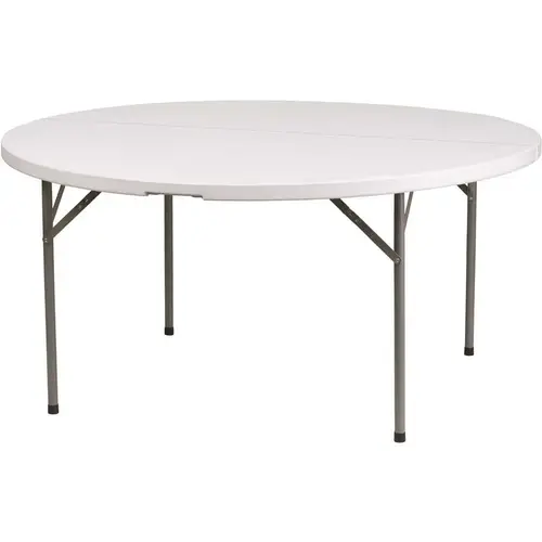 60 in. Granite White Plastic Tabletop Metal Frame Folding Table