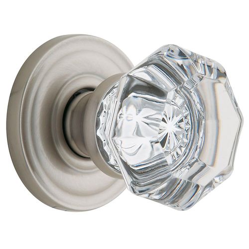 Estate Glass Knob Set w/5048 Rose Satin Nickel