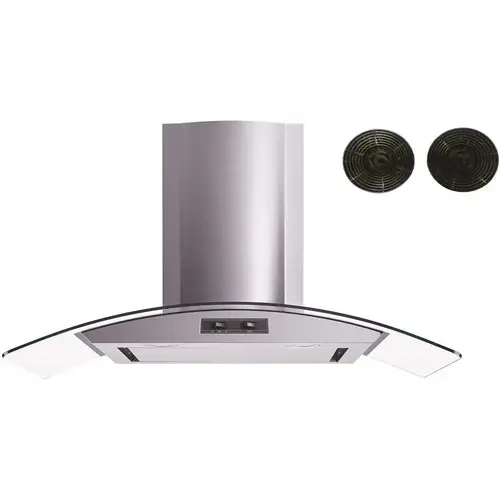 36 in. Convertible Wall Mount Range Hood with Mesh Filter, Charcoal Filters and Stainless Steel Panel